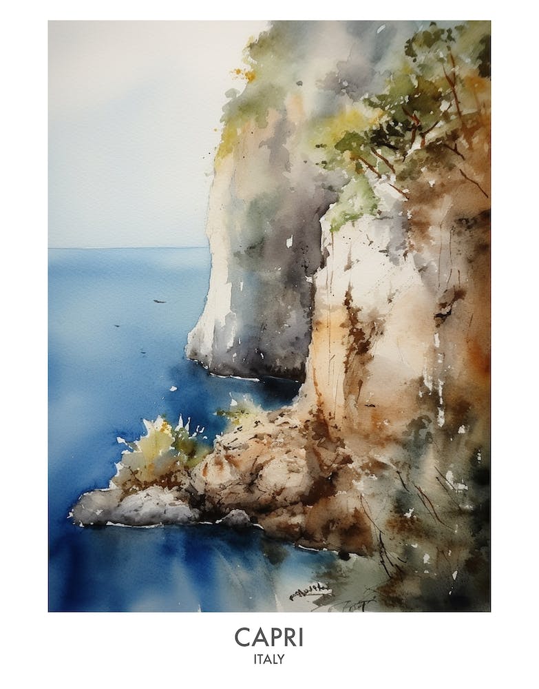 Capri Watercolour Travel Poster 7