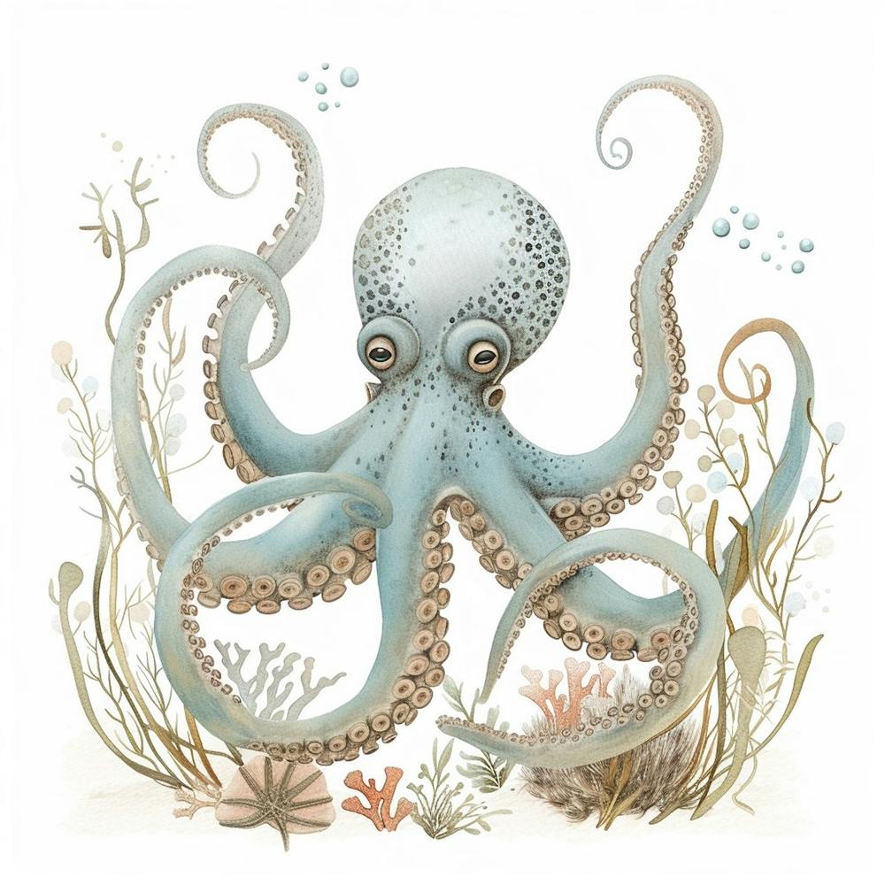 Surprised Storybook Style Octopus 1