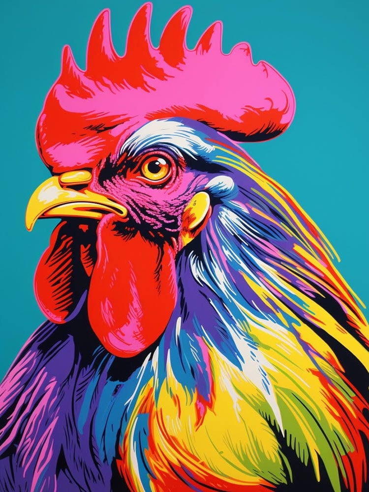 Andy Warhol Style Bird Rooster 3