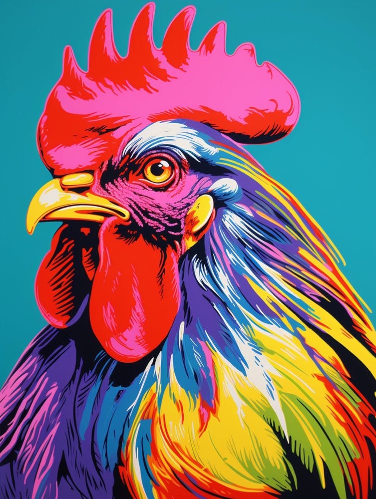 Andy Warhol Style Bird Rooster 3