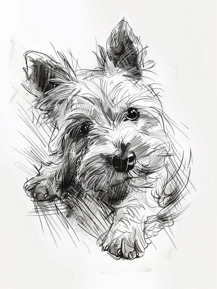 Terrier Dog Line Sketch 3
