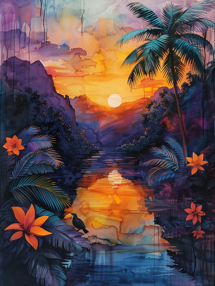 Coucher de soleil dans la jungle 3