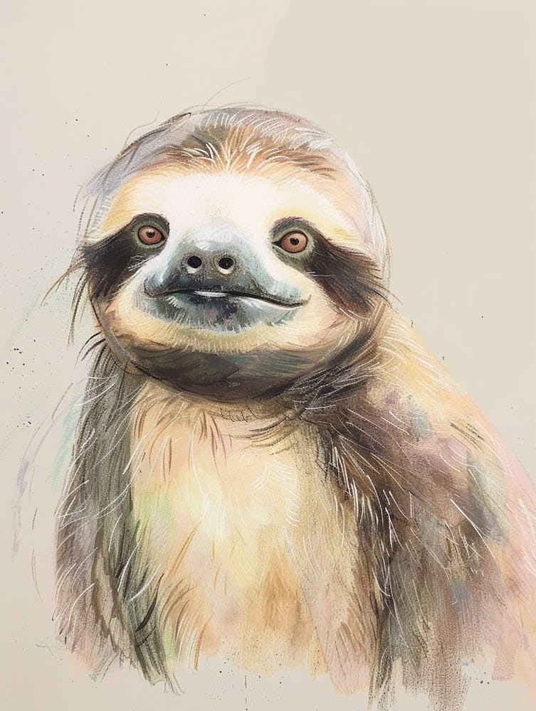 Faultier Pastell Aquarell 1