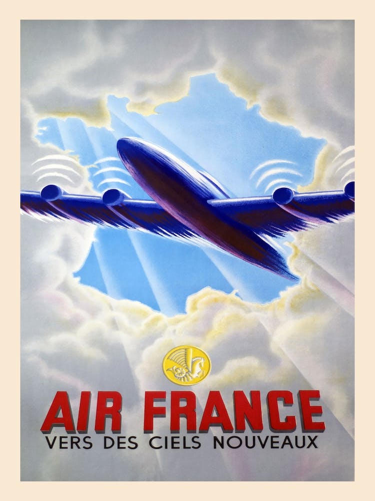 1953 Air France Travel Poster