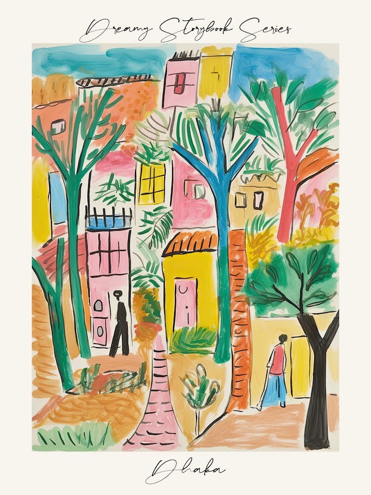 Poster Of Dhaka, Dreamy Storybook Illustration 1