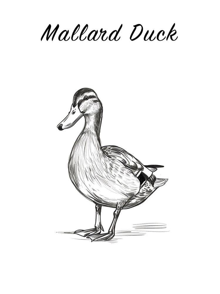 B&W Mallard Duck Poster
