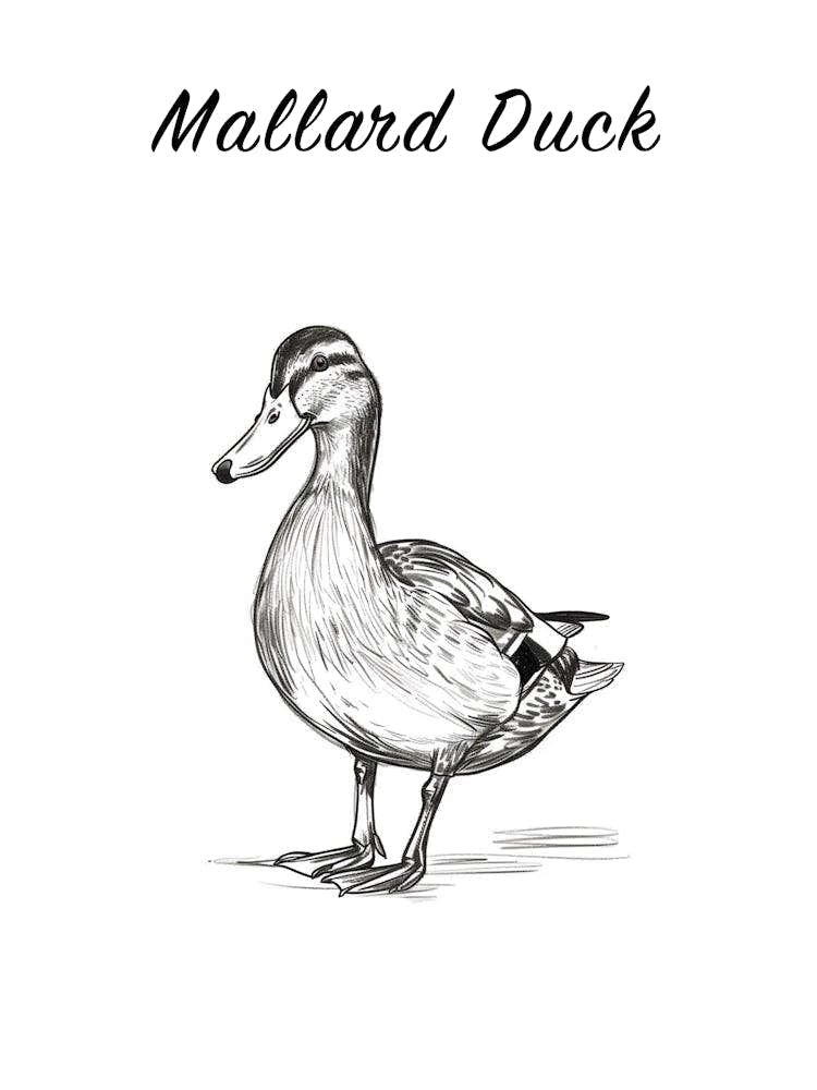 B&W Mallard Duck Poster