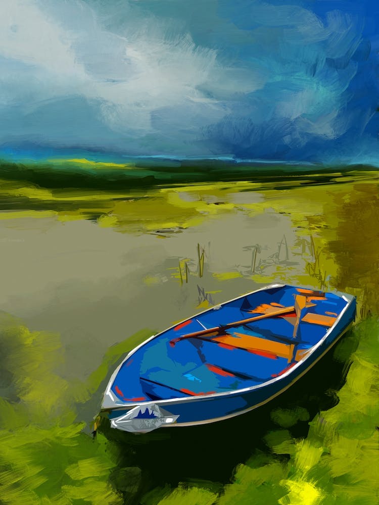 Boat Landscape  Painting