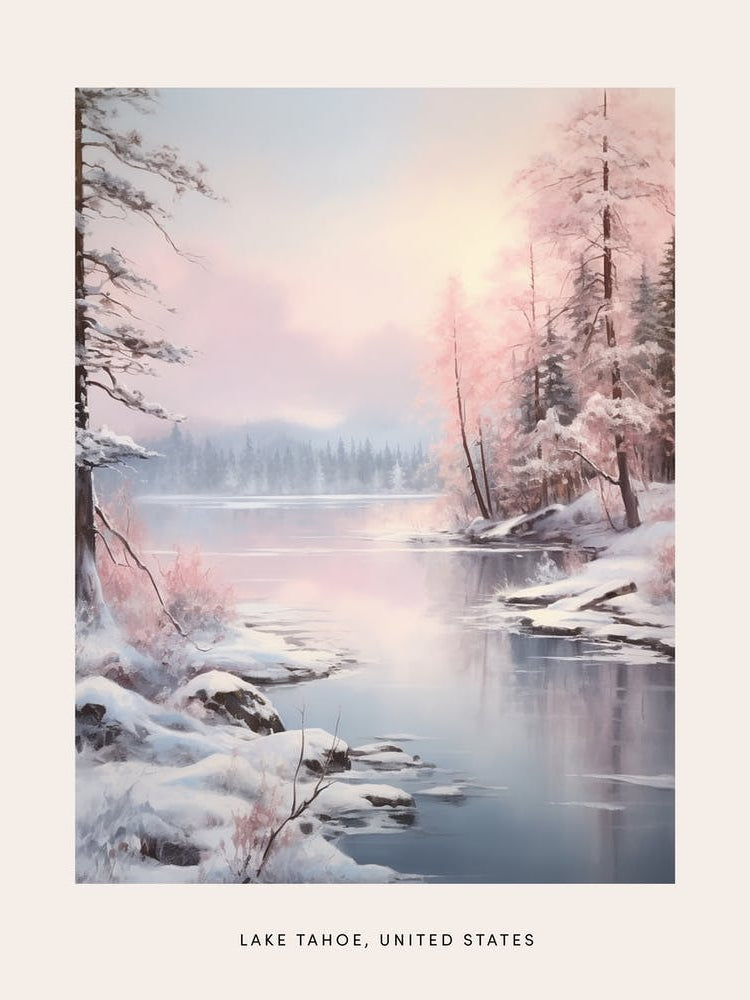 Dreamy Winter Painting Poster Lake Tahoe Usa 1