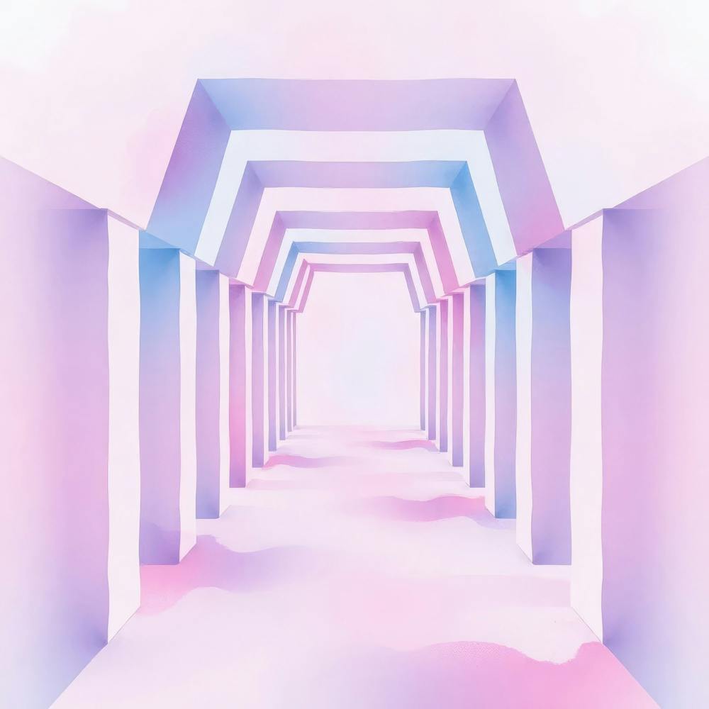 Abstract Pink And Blue Corridor