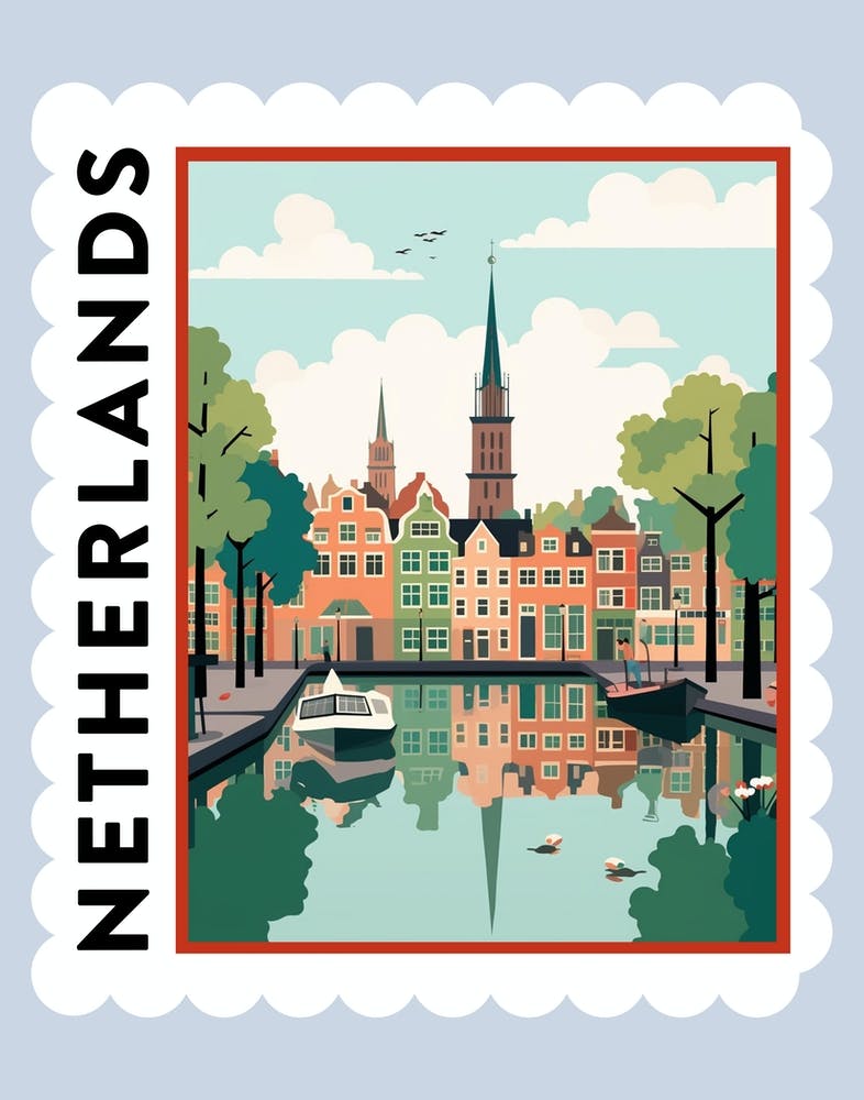 Netherlands 3 Travel Stamp Poster