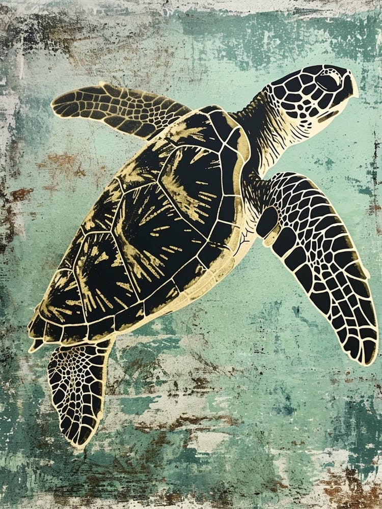 Vintage Sea Turtles Silkscreen Inspired 2