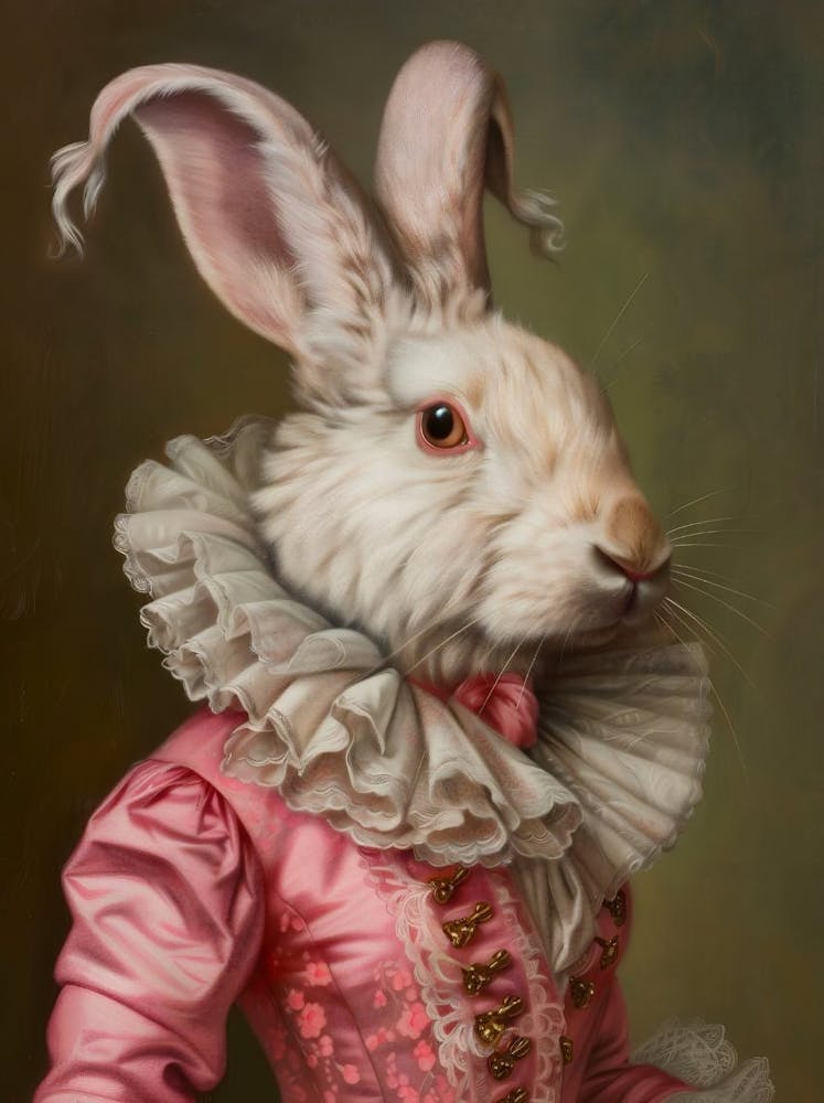 Victorian Animals Portrait, Royal Lady Rabbit Vintage Print, Dressed Animal Altered Art, Renaissance Animal Printable Art, Animal Lover Gift