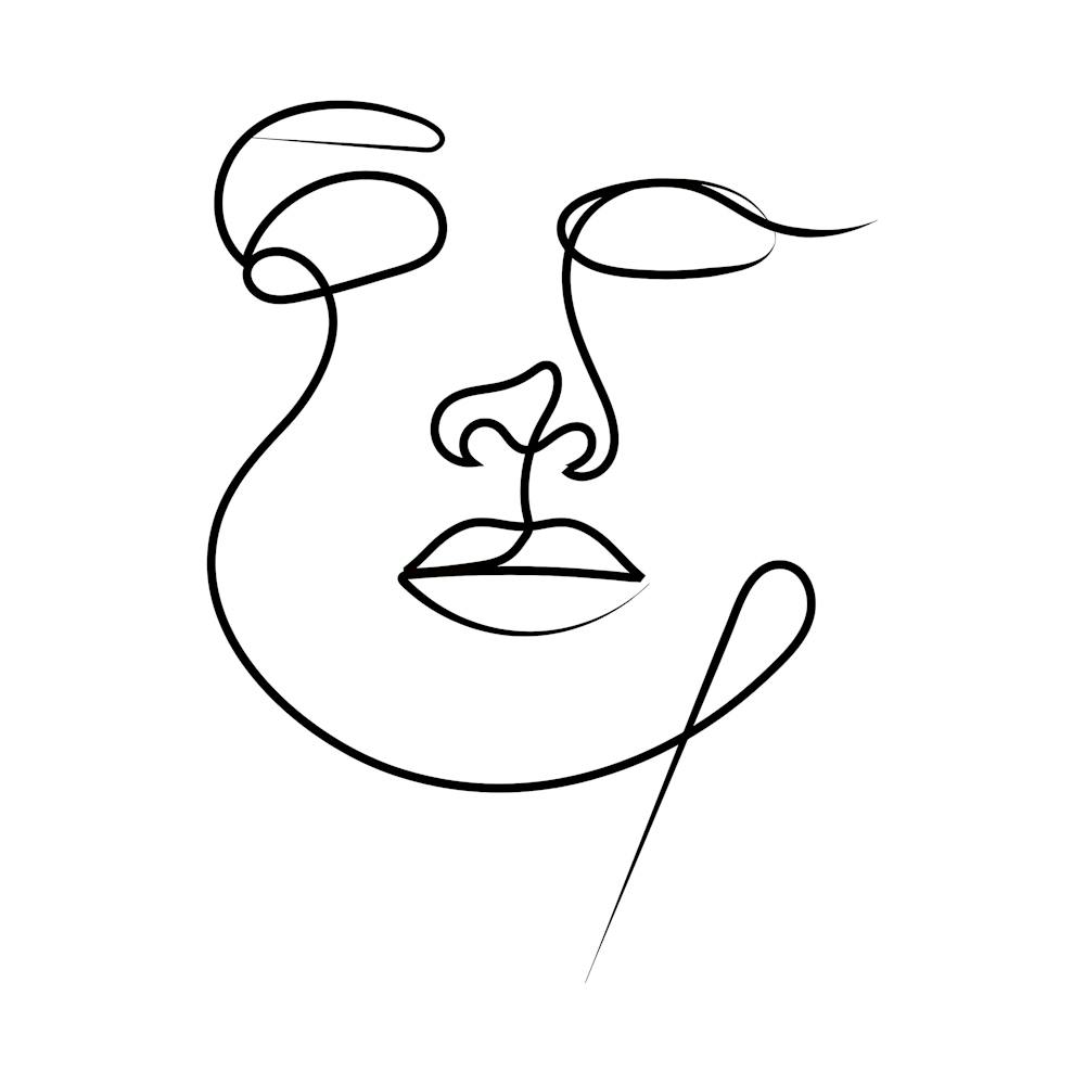 Unausgesprochen – Minimalistische Abstrakte Ein-Linien-Gesichtskunst