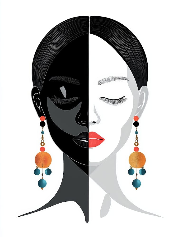 Black And White Woman With Earrings