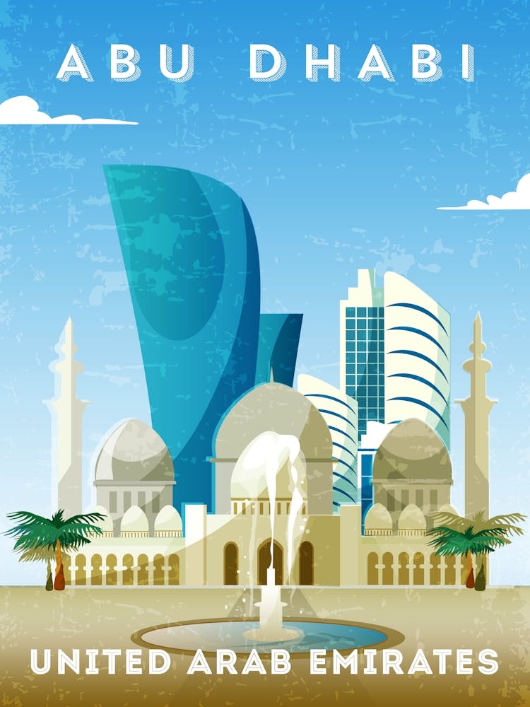 Abu Dhabi, UAE — Retro travel minimalist poster