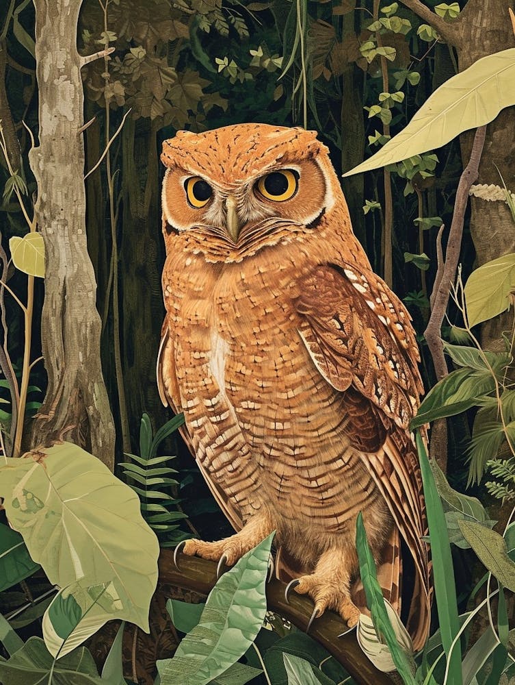 Brown Fish Owl Relief Illustration 3