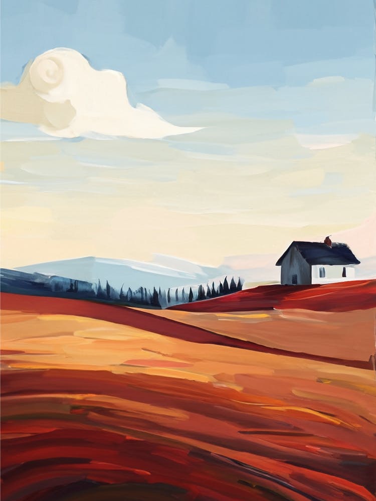 Peaceful Hilltop Home Art Serene Landscape