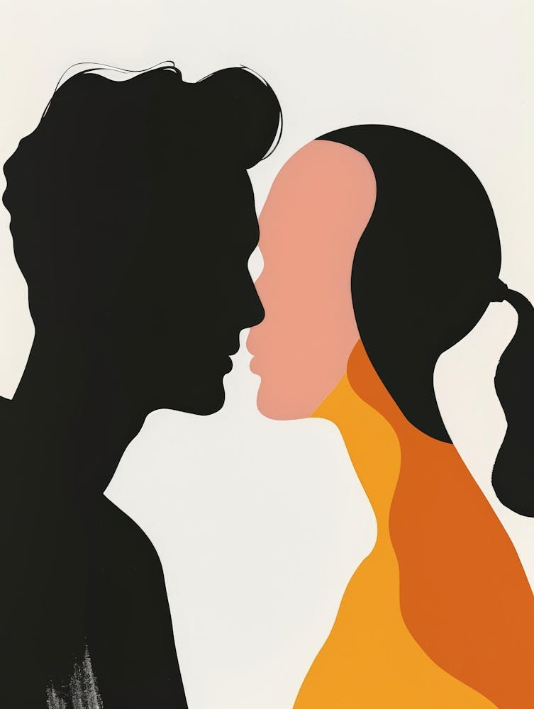 Silhouette Of Couple Kissing