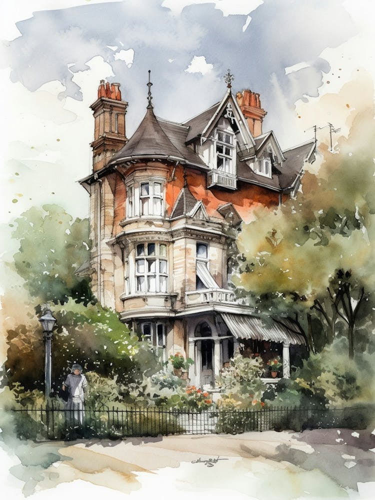 Wanstead London Neighborhood, Watercolour 1
