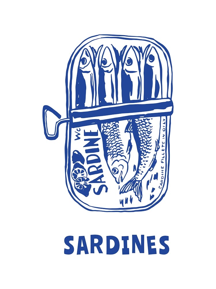 Blue Sardines Tin Poster