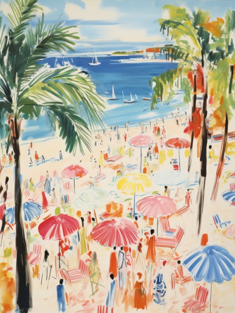 Marina Di Ragusa, Sicily   Italy Beach Club Lido Watercolour 4