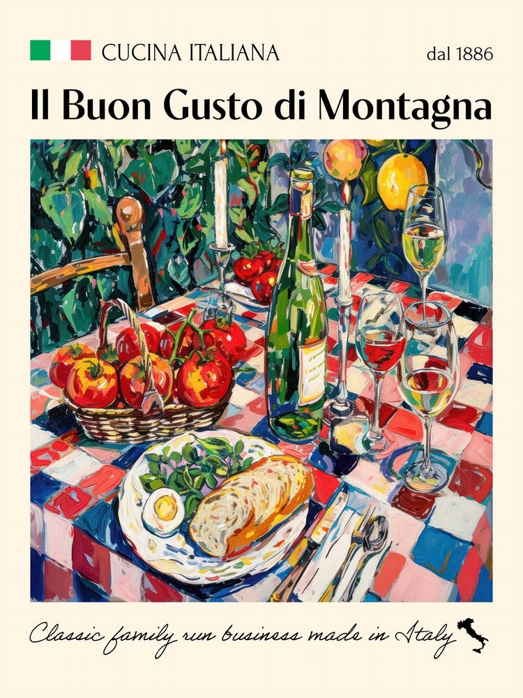 Il Buon Gusto Di Montagna Trattoria Italian Poster Food Kitchen