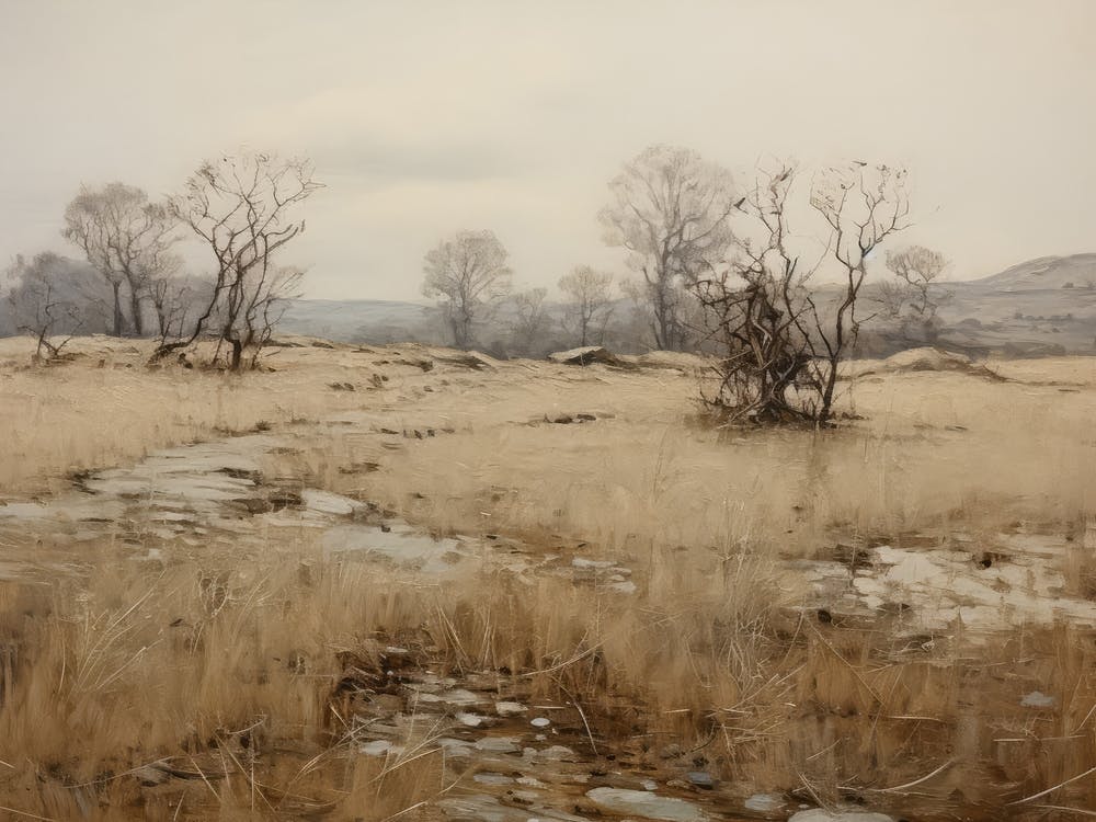 Muted Vintage Farm Scenery