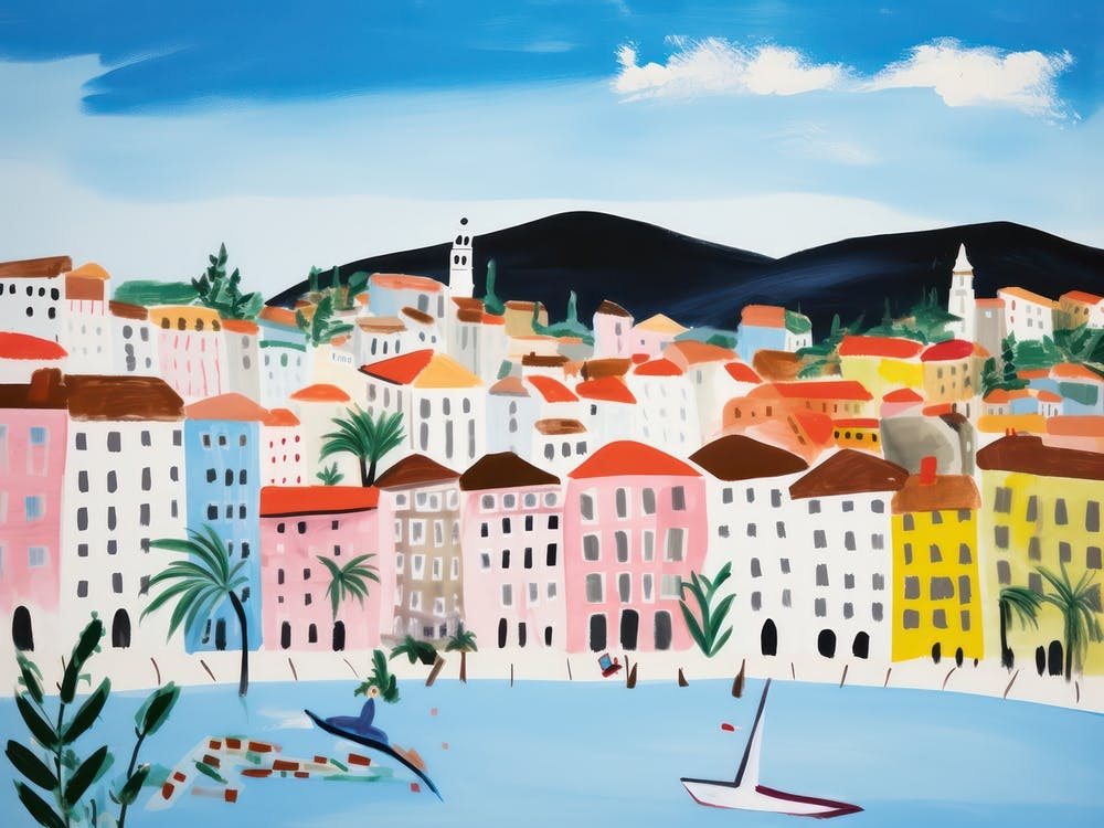 Trieste Italy Cute Watercolour Illustration 4