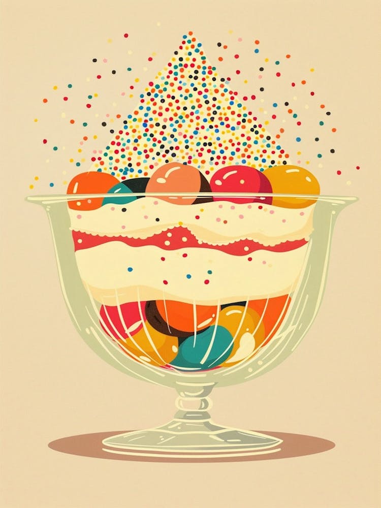 Trifle With Rainbow Sprinkles Beige Illustration 2