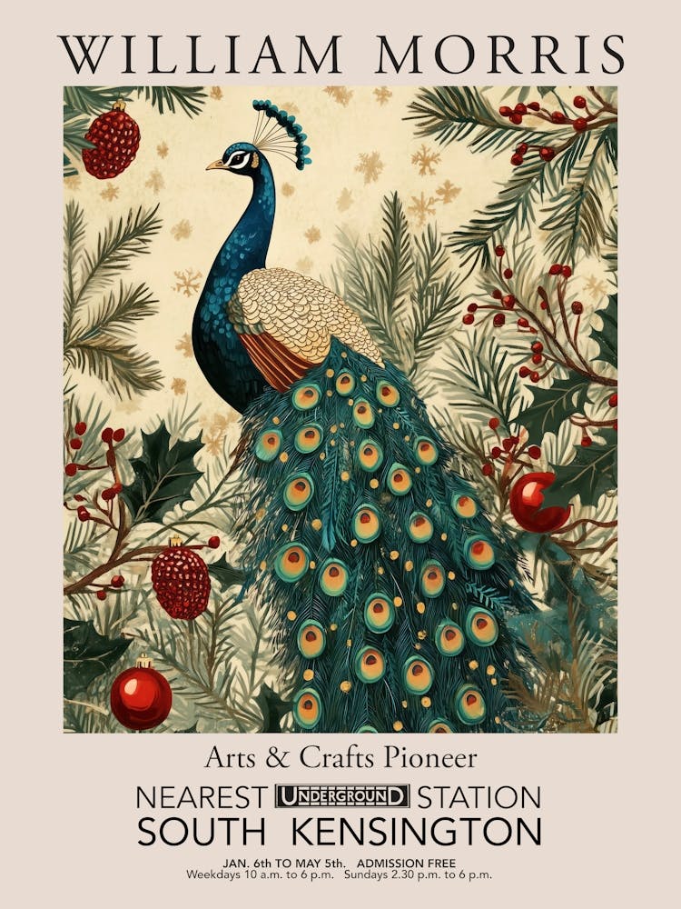 William Morris Prints Peacock Bird Christmas Gift Winter Vintage