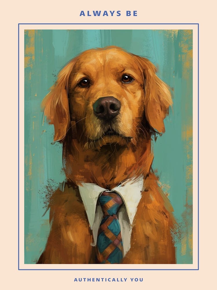 Golden Retriever With A Tie Poster