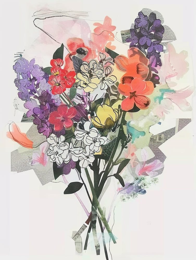 Lilac 1 Collage Flower Bouquet