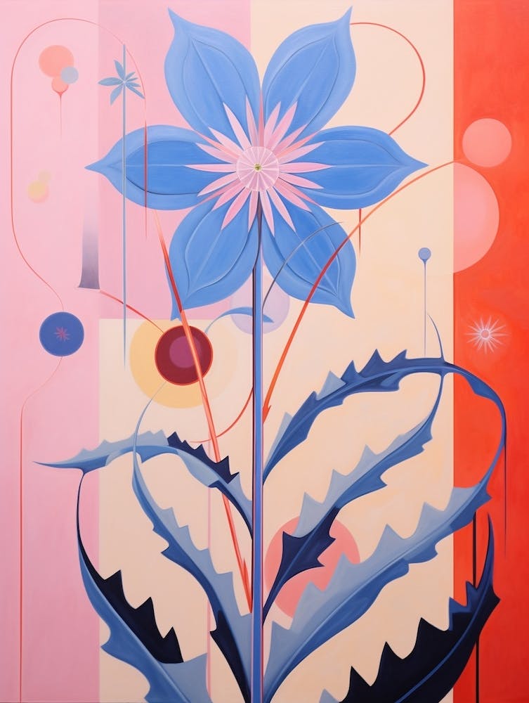 Larkspur 1 Hilma Af Klint Inspired Pastel Flower Painting