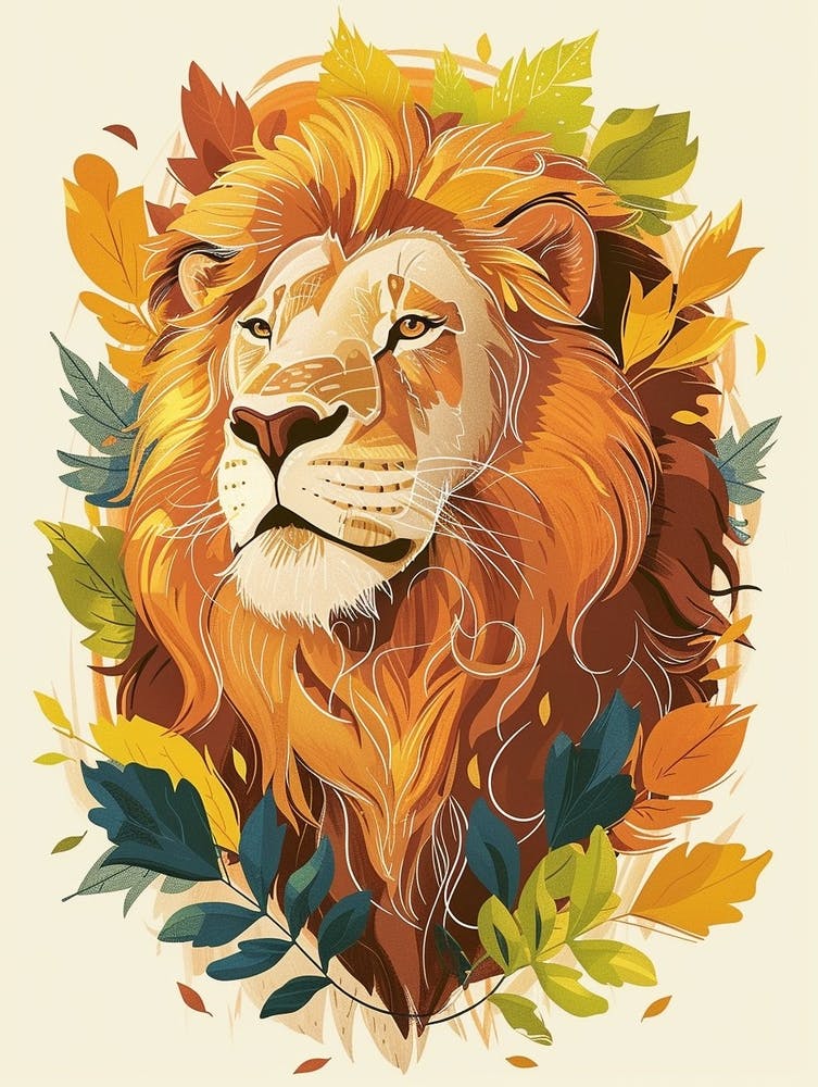 African Lion Lion In Different Seasons Illustration 4
