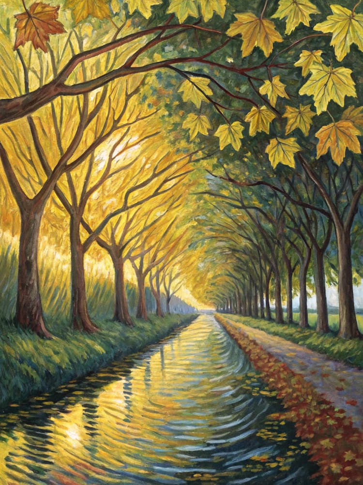 Avenue of Trees A Surrealist Oil Painting In The Style Of Van Gogh