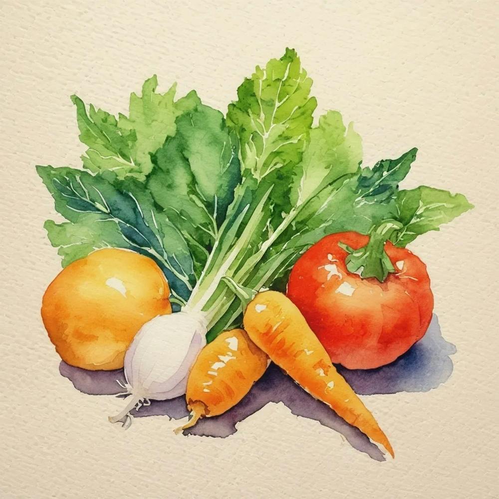 Watercolor Of Vegetables