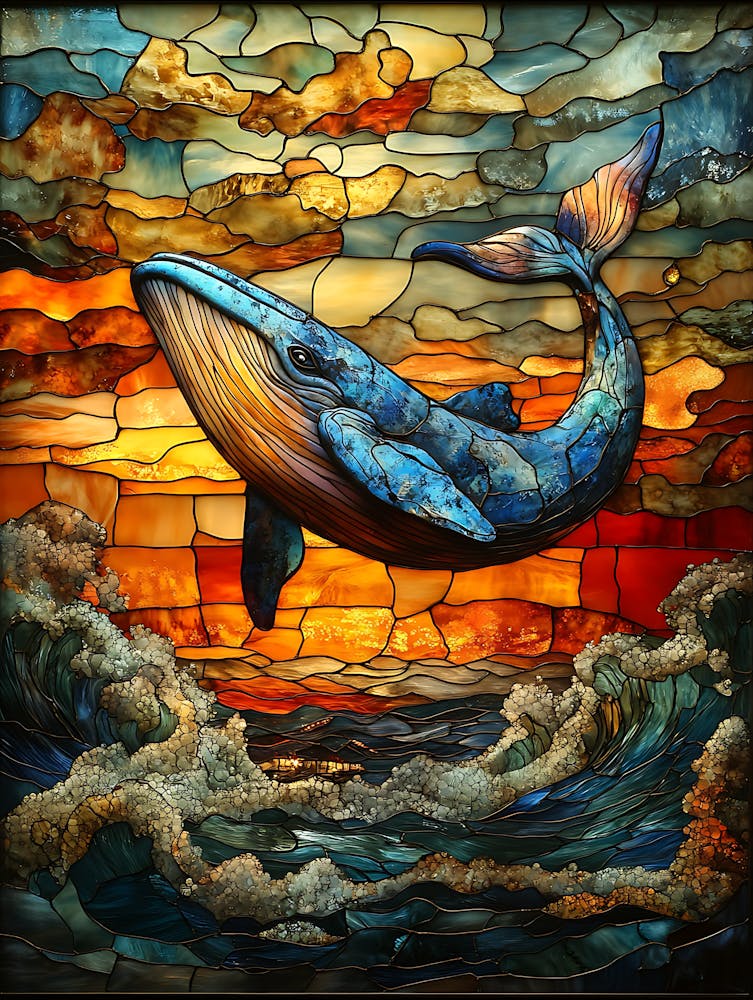 Stunning Stained Glass Whale 5