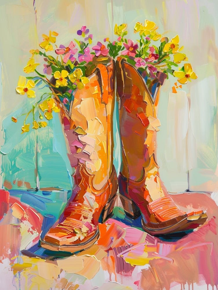 Cowboy Boots And Wildflowers Evening Primrose