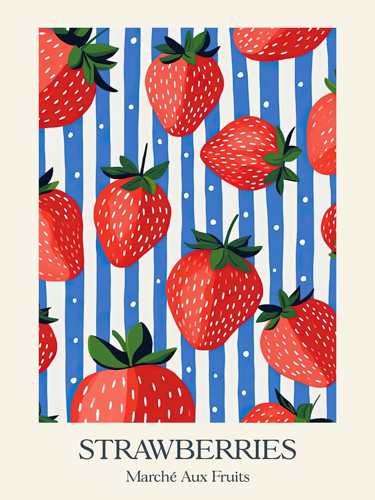 Marche Aux Fruits Strawberries Fruit Summer Illustration 1