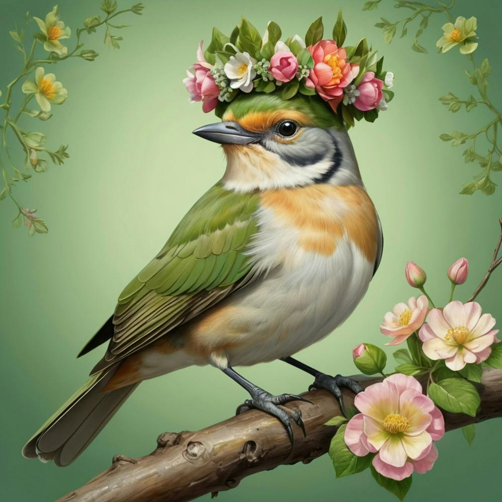 Bird In A Flower Crown 1