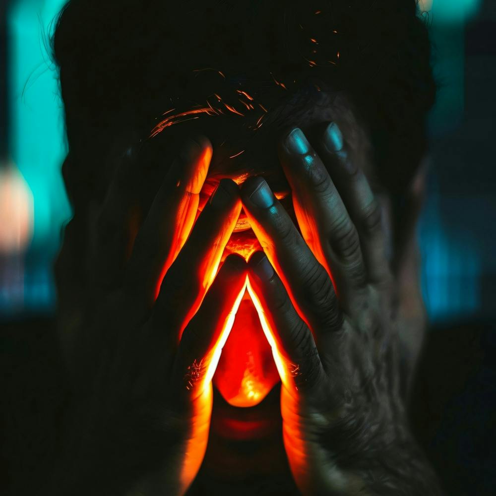 Man Covering His Face With His Hands