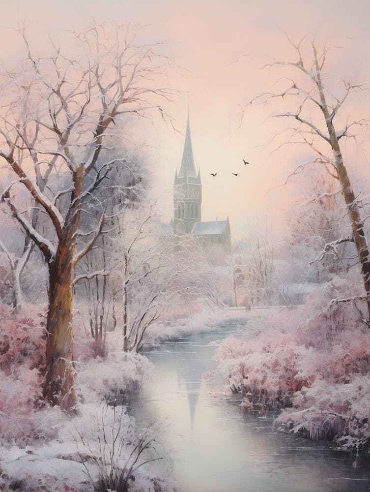 Dreamy Winter Painting Stratford Upon Avon United Kingdom 4
