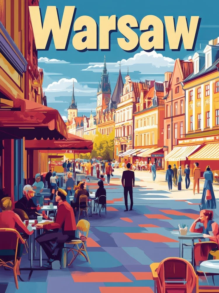 Aihrgdesign A 1970s Inspired Travel Poster For Warsaw 2