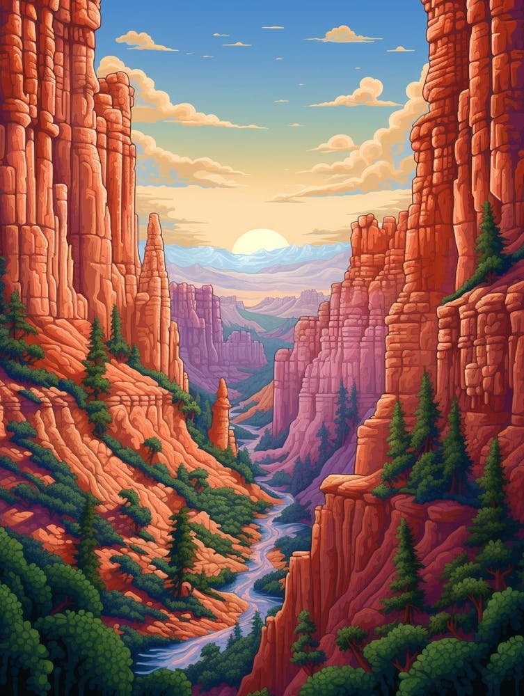 Canyon Landscape Pixel Art 3