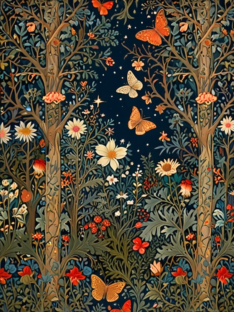 William Morris Lilacs And Butterflies