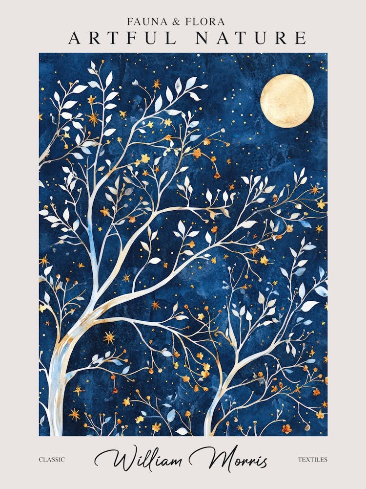 William Morris Night Full Moon Trees Botanical Exhibition