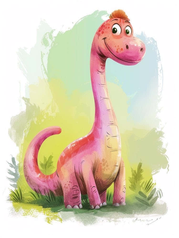 Cute Cartoon Amargasaurus Dinosaur 1