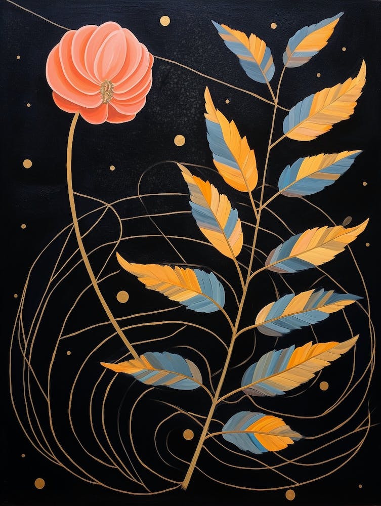 Calendula 3 Hilma Af Klint Inspired Flower Illustration