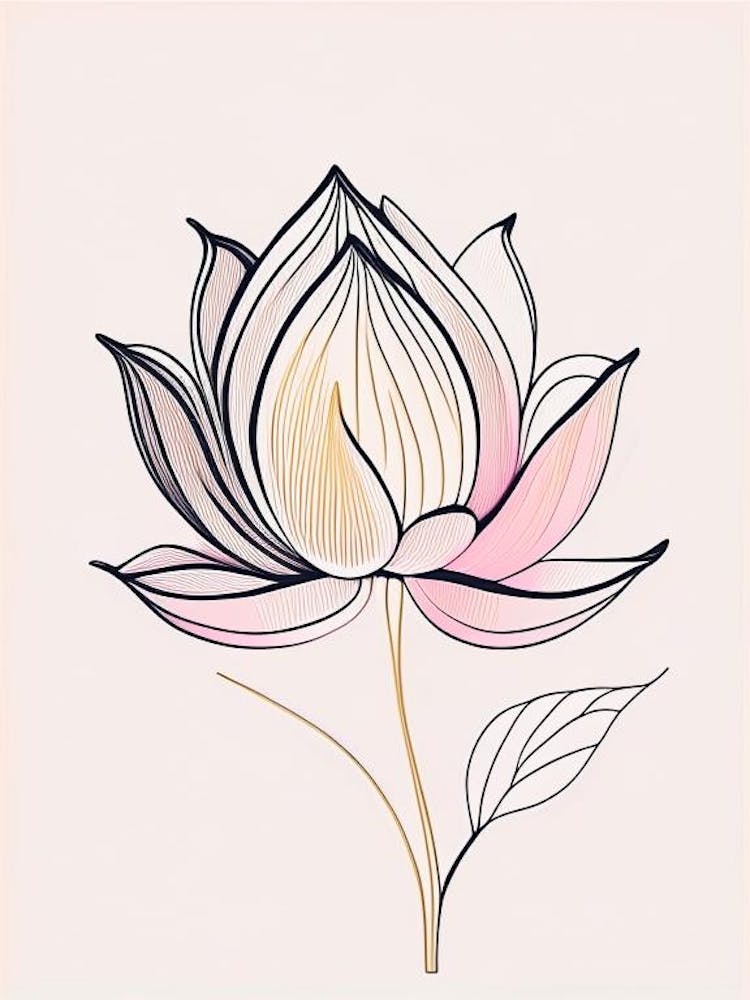 Lotusblumen-Muster – Minimalistische Strichzeichnung 1